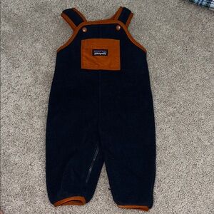 Patagonia Kids' Synchilla Overalls in Navy and Orange